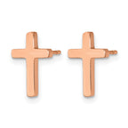 Chisel Stainless Steel Polished Rose IP-plated Cross Post Earrings