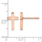 Chisel Stainless Steel Polished Rose IP-plated Cross Post Earrings