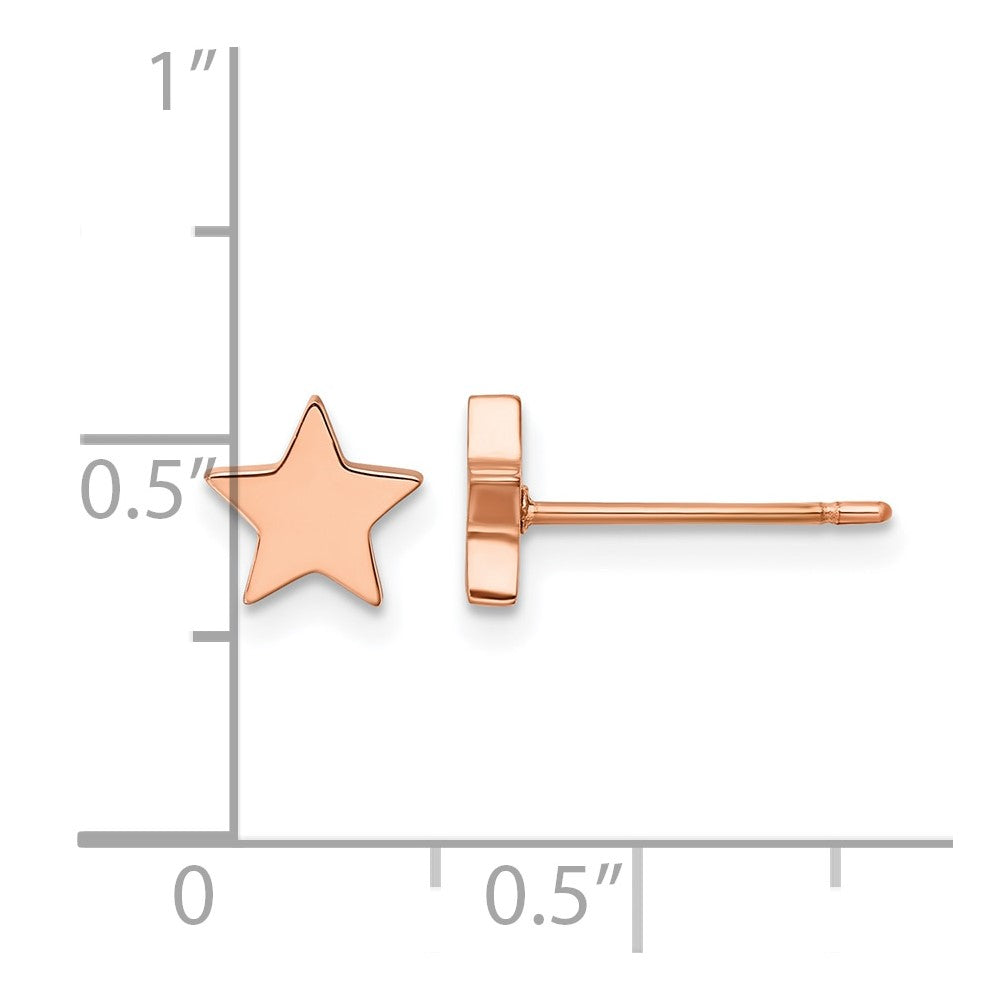 Chisel Stainless Steel Polished Rose IP-plated Star Post Earrings