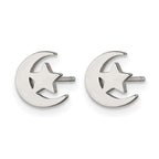 Chisel Stainless Steel Polished Moon and Star Post Earrings