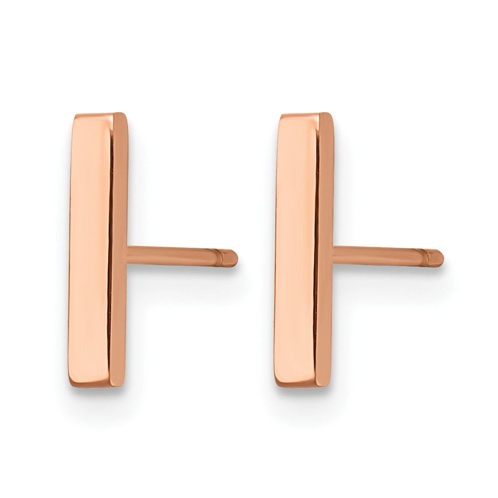Chisel Stainless Steel Polished Rose IP-plated Bar Post Earrings