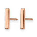 Chisel Stainless Steel Polished Rose IP-plated Bar Post Earrings