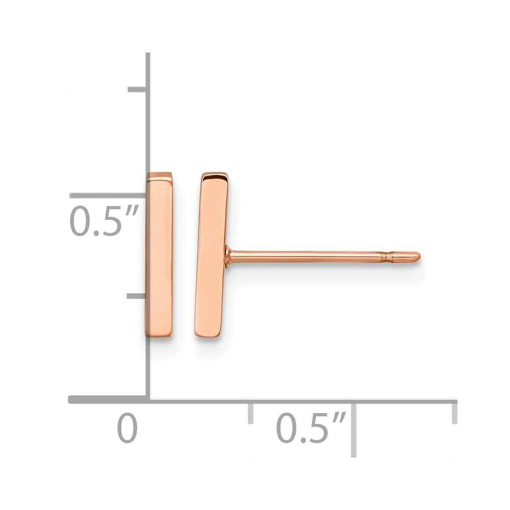 Chisel Stainless Steel Polished Rose IP-plated Bar Post Earrings