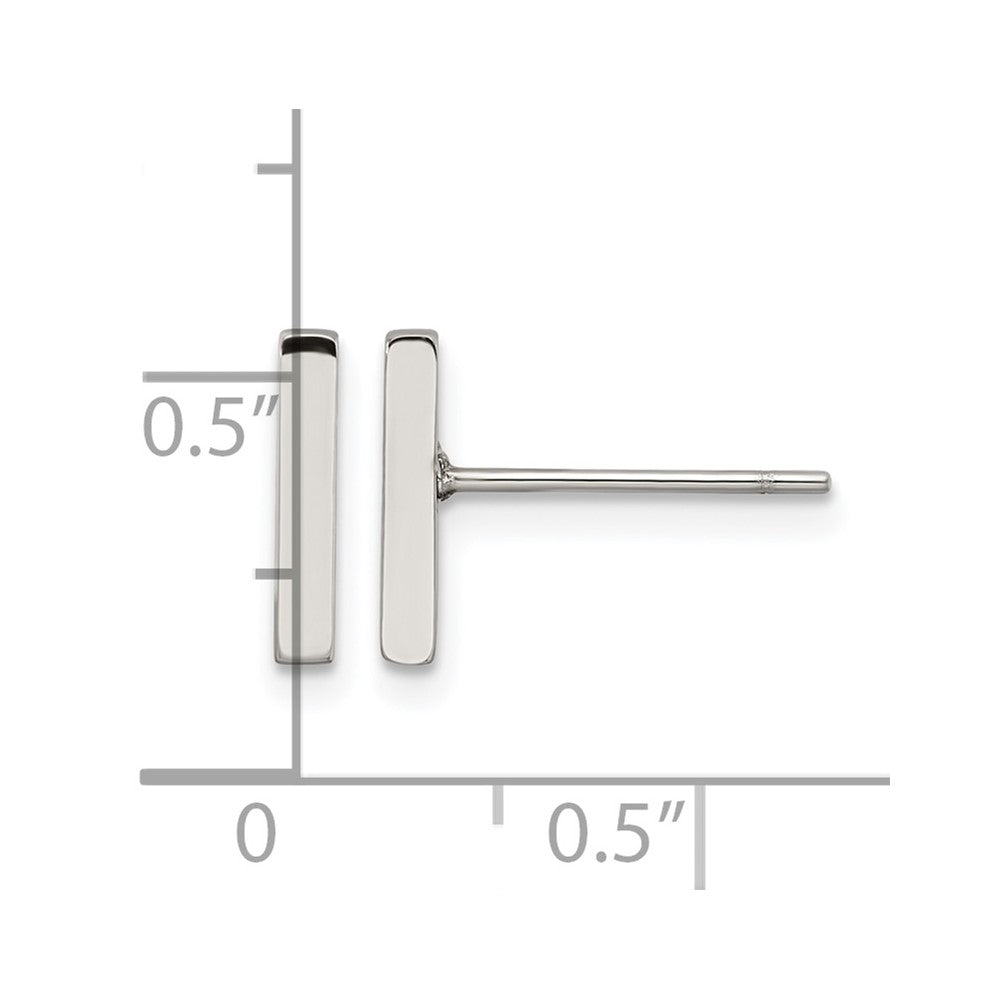 Chisel Stainless Steel Polished Bar Post Earrings