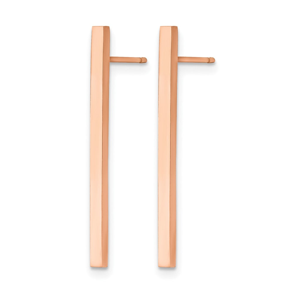 Chisel Stainless Steel Polished Rose IP-plated Bar Post Earrings