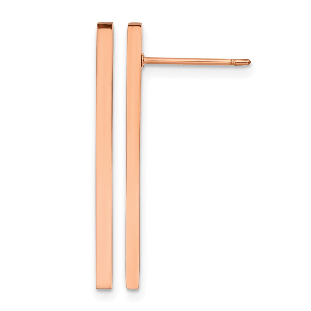 Chisel Stainless Steel Polished Rose IP-plated Bar Post Earrings