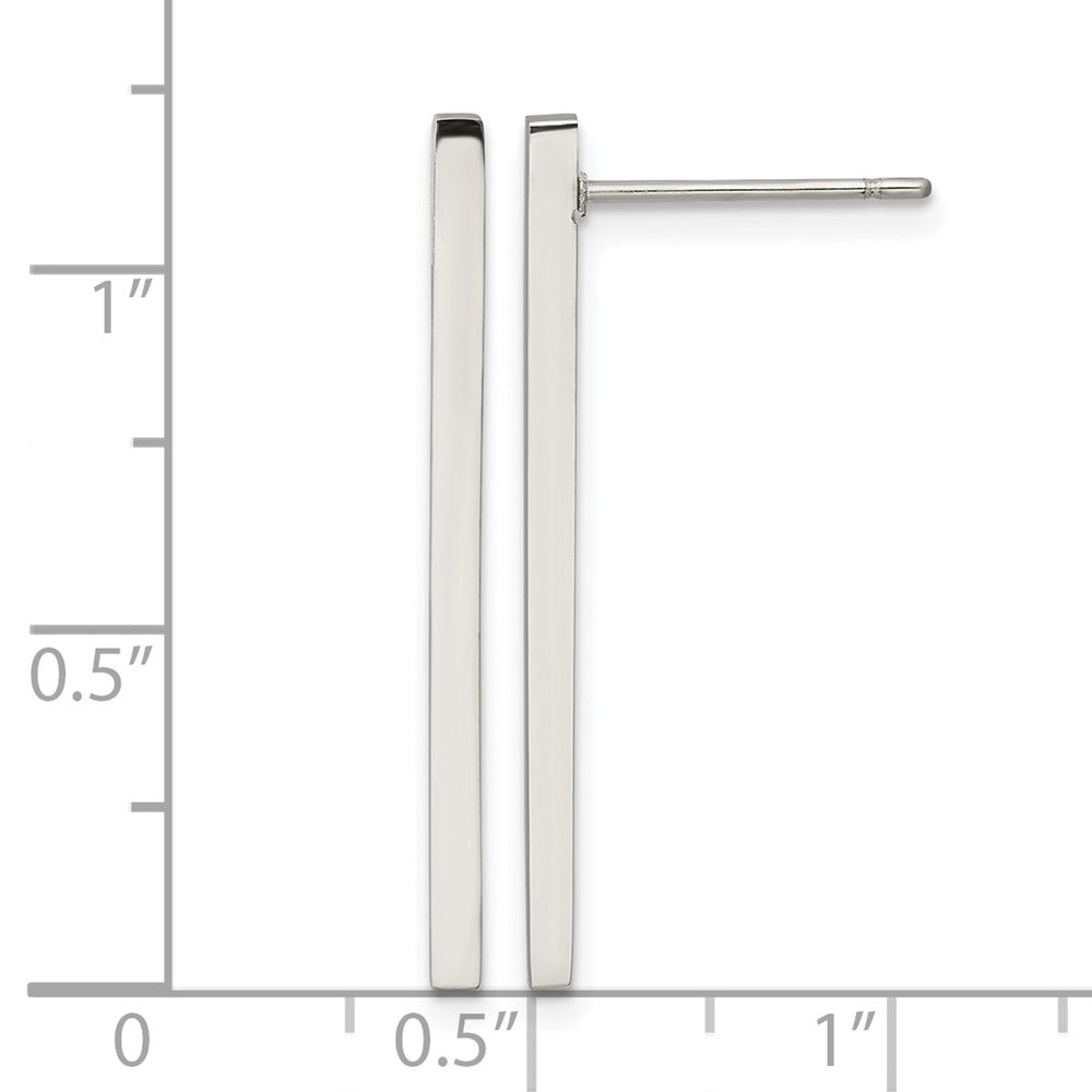 Chisel Stainless Steel Polished Bar Post Earrings