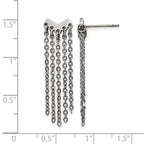 Stainless Steel Polished with Dangle Chain Post Earrings
