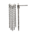 Stainless Steel Polished with Dangle Chain Post Earrings