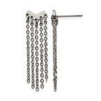 Stainless Steel Polished with Dangle Chain Post Earrings