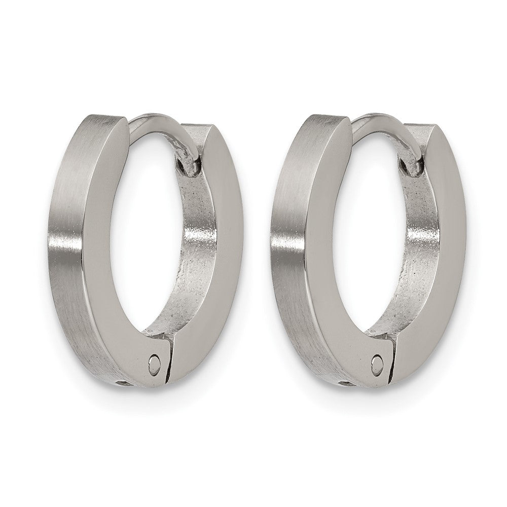 Chisel Stainless Steel Brushed and Polished 2mm Hinged Hoop Earrings