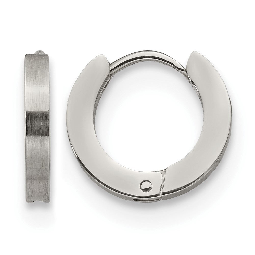 Chisel Stainless Steel Brushed and Polished 2mm Hinged Hoop Earrings