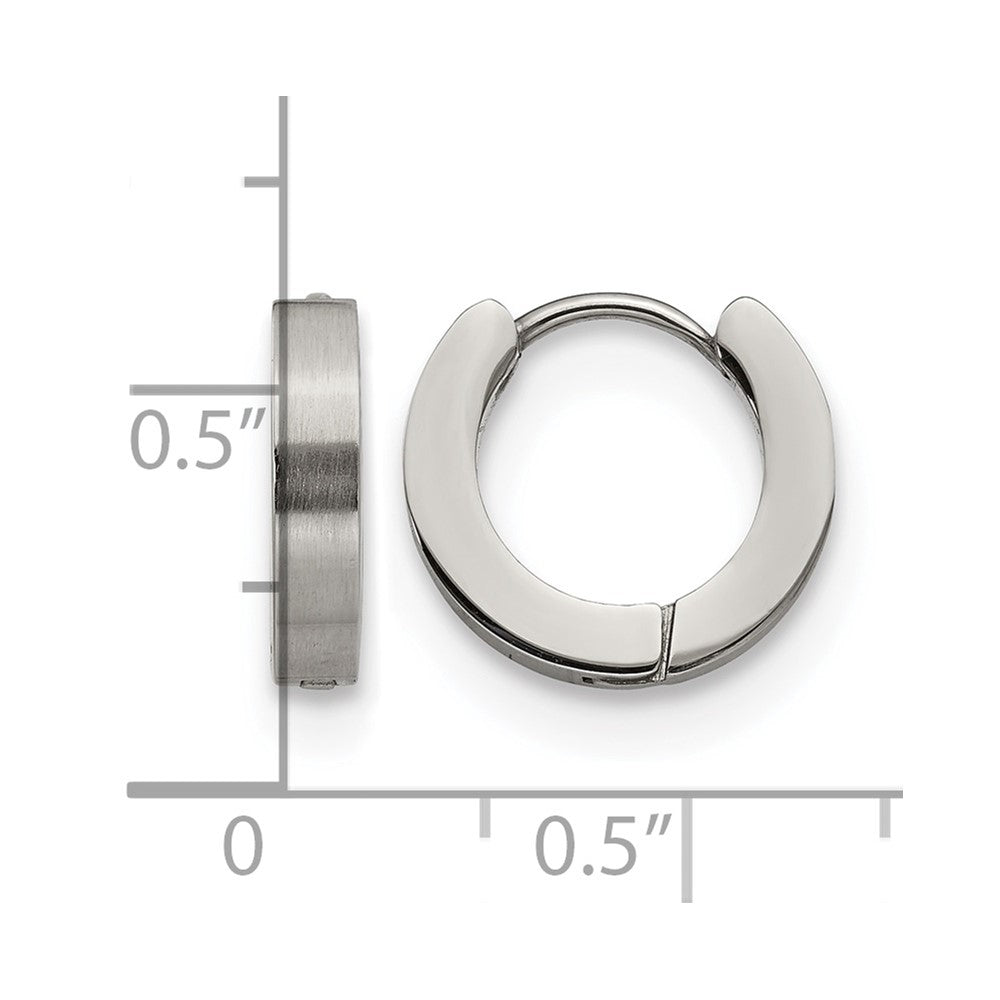 Chisel Stainless Steel Brushed and Polished 3mm Hinged Hoop Earrings