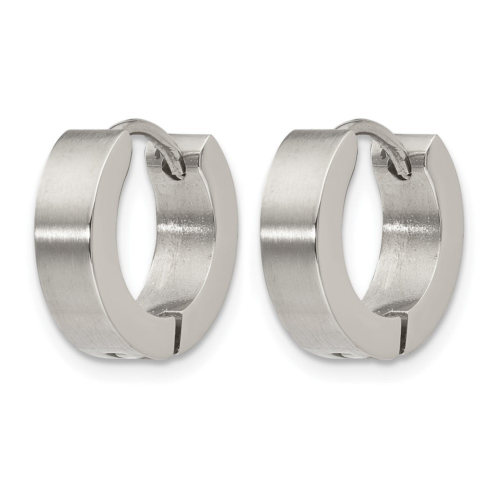 Chisel Stainless Steel Brushed and Polished 4mm Hinged Hoop Earrings