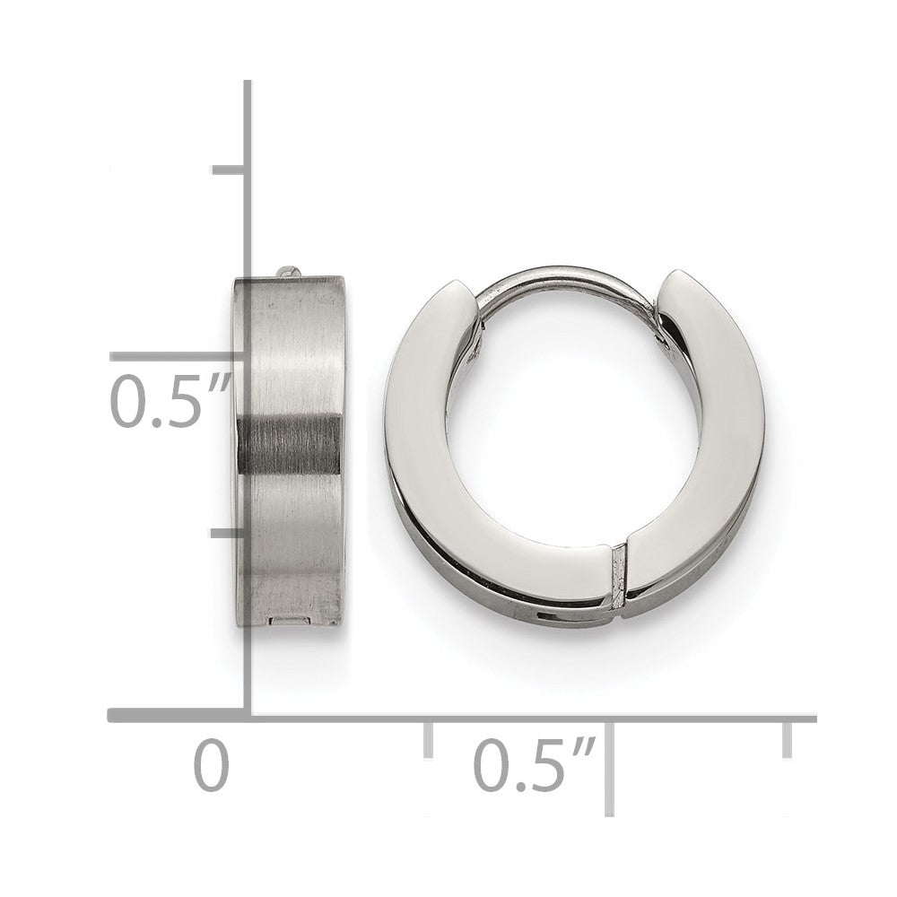 Chisel Stainless Steel Brushed and Polished 4mm Hinged Hoop Earrings