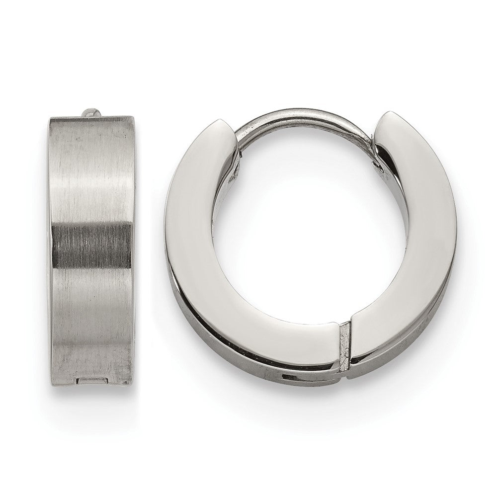 Chisel Stainless Steel Brushed and Polished 4mm Hinged Hoop Earrings