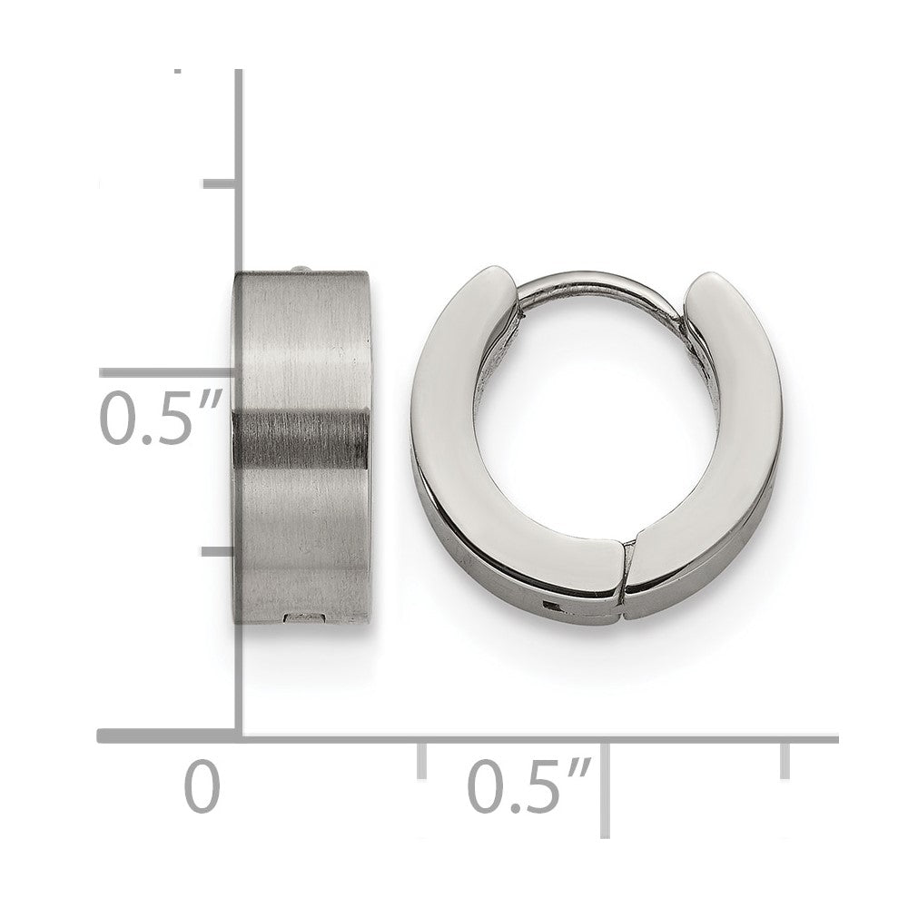 Chisel Stainless Steel Brushed and Polished 5mn Hinged Hoop Earrings