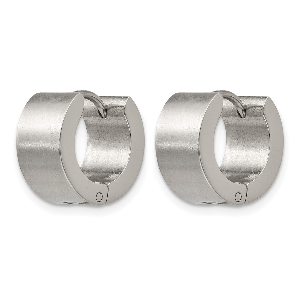 Chisel Stainless Steel Brushed and Polished 7mm Hinged Hoop Earrings