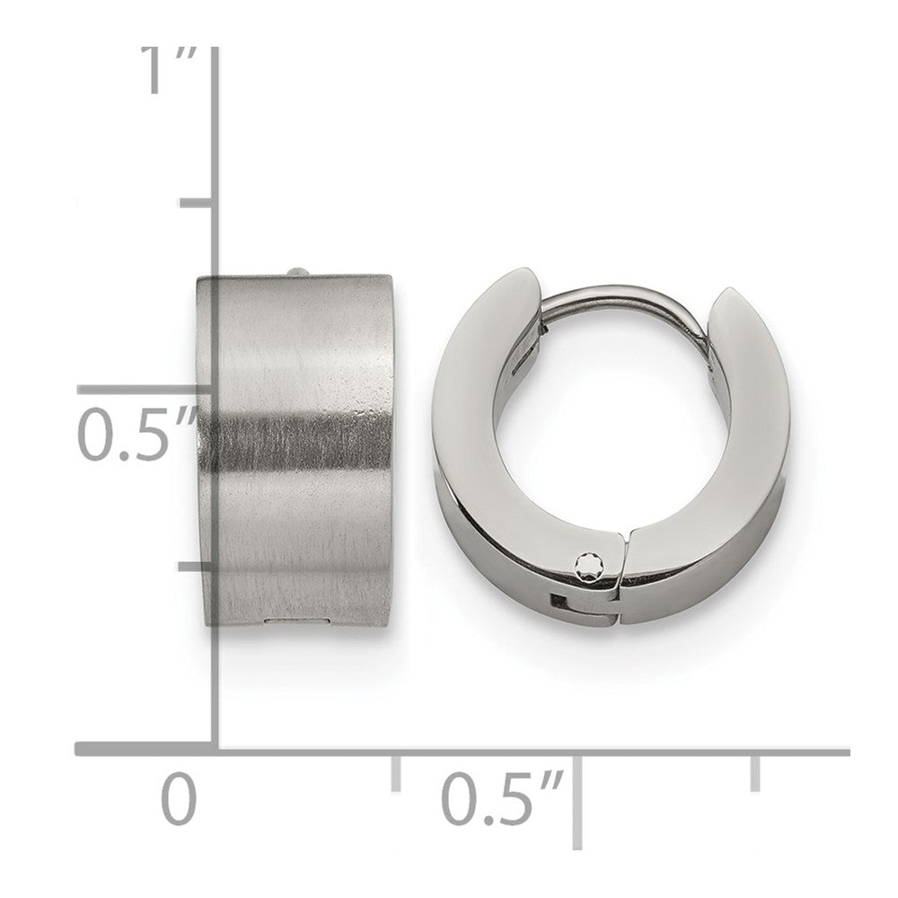 Chisel Stainless Steel Brushed and Polished 7mm Hinged Hoop Earrings