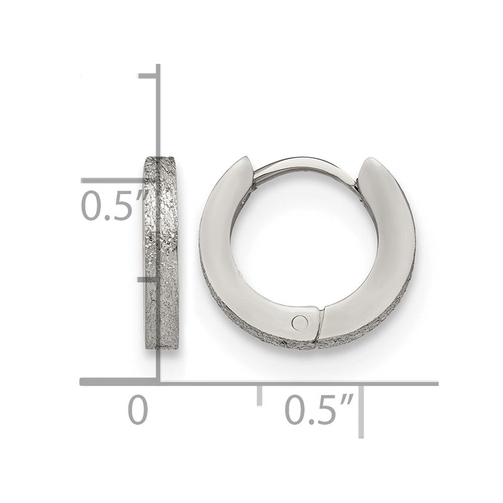 Chisel Stainless Steel Polished and Sandblasted 2mm Hinged Hoop Earrings