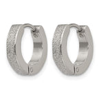 Chisel Stainless Steel Polished and Sandblasted 3mm Hinged Hoop Earrings