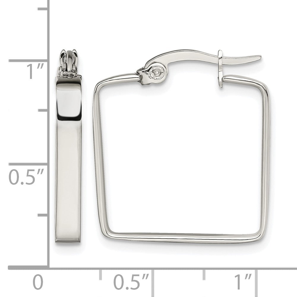 Chisel Stainless Steel Polished 20mm Square Hoop Earrings