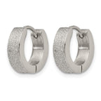 Chisel Stainless Steel Polished and Sandblasted 4mm Hinged Hoop Earrings