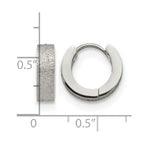 Chisel Stainless Steel Polished and Sandblasted 4mm Hinged Hoop Earrings