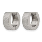 Chisel Stainless Steel Polished and Sandblasted 5mm Hinged Hoop Earrings