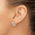 Chisel Stainless Steel Polished and Sandblasted 5mm Hinged Hoop Earrings