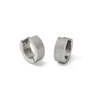 Chisel Stainless Steel Polished and Sandblasted 5mm Hinged Hoop Earrings