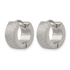Chisel Stainless Steel Polished and Sandblasted 6mm Hinged Hoop Earrings
