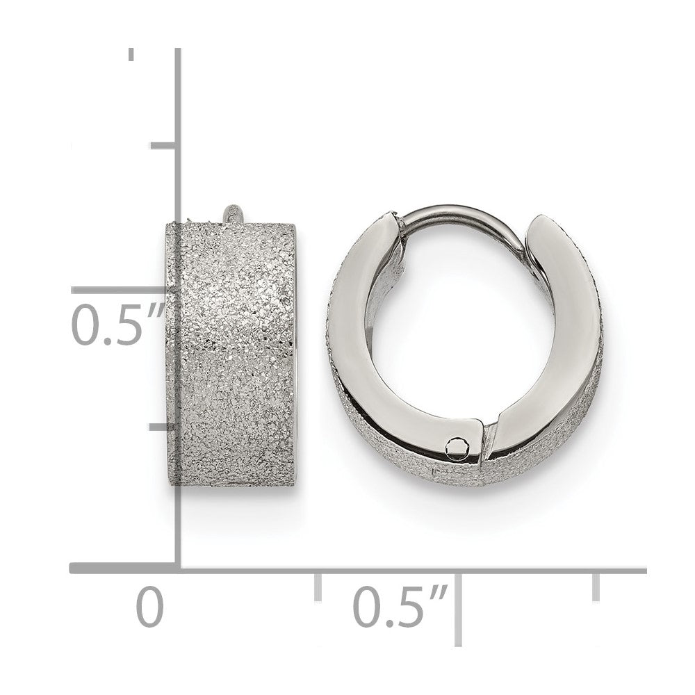 Chisel Stainless Steel Polished and Sandblasted 6mm Hinged Hoop Earrings