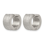 Chisel Stainless Steel Polished and Sandblasted 7mm Hinged Hoop Earrings