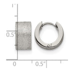 Chisel Stainless Steel Polished and Sandblasted 7mm Hinged Hoop Earrings