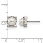 Chisel Stainless Steel Polished Simulated Pearl Square Post Earrings