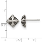 Stainless Steel Antiqued and Polished Post Earrings