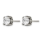 Chisel Stainless Steel Antiqued and Polished CZ Post Earrings