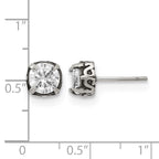 Chisel Stainless Steel Antiqued and Polished CZ Post Earrings