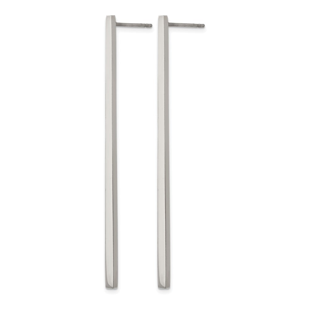 Chisel Stainless Steel Polished Long Bar Post Dangle Earrings
