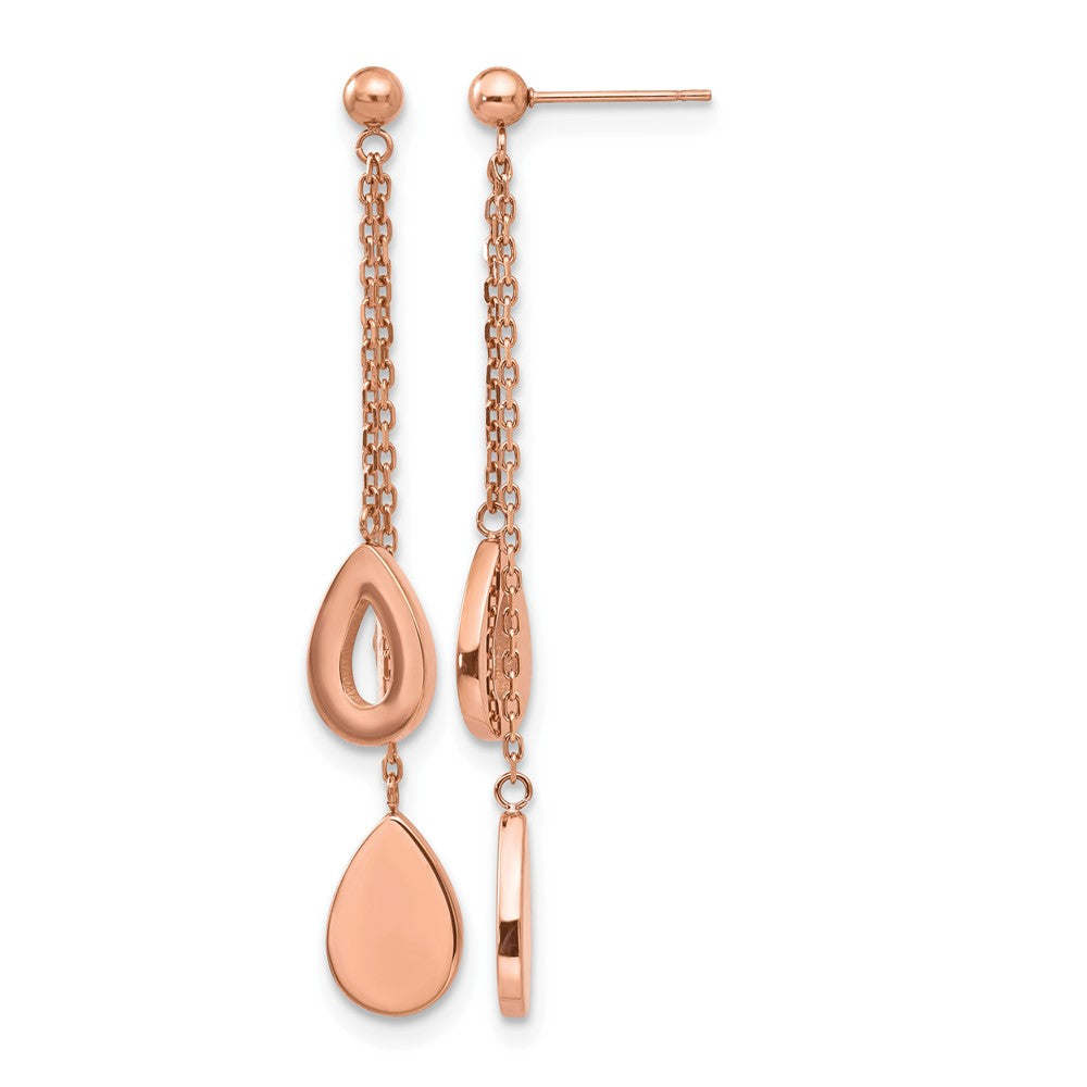 Stainless Steel Polished Rose IP-plated Post Dangle Earrings