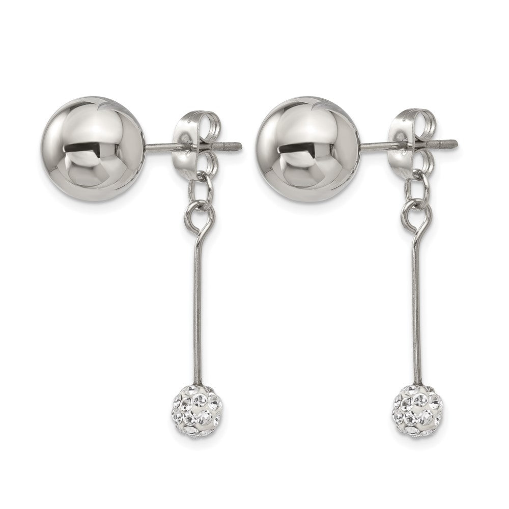 Stainless Steel Polished w/Preciosa Crystal Front/Back Post Dangle