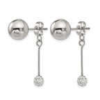 Stainless Steel Polished w/Preciosa Crystal Front/Back Post Dangle