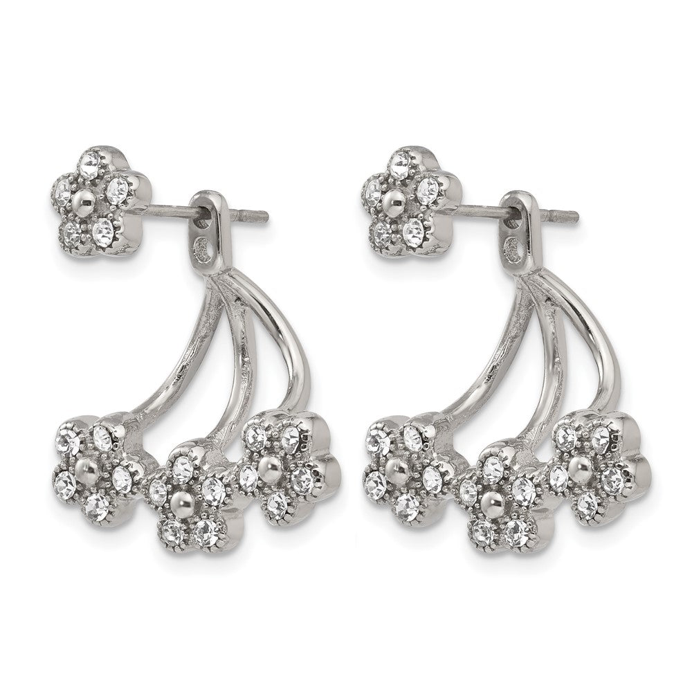 Stainless Steel Polished w/Preciosa Crystal Post w/Jacket Earrings