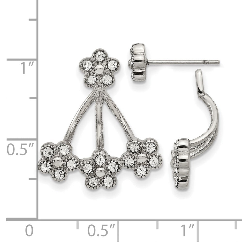 Stainless Steel Polished w/Preciosa Crystal Post w/Jacket Earrings