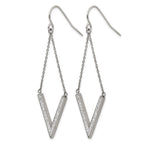 Chisel Stainless Steel Polished with Preciosa Crystal V-shape Dangle Shepherd Hook Earrings