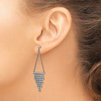 Stainless Steel Polished CZ Dangle Post Earrings