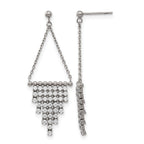 Stainless Steel Polished CZ Dangle Post Earrings