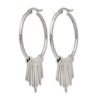 Chisel Stainless Steel Polished with Bar Dangles Hoop Earrings