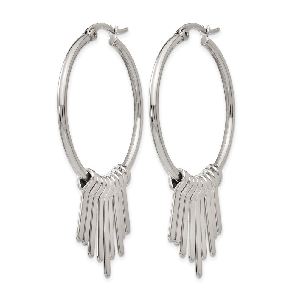 Chisel Stainless Steel Polished with Bar Dangles Hoop Earrings